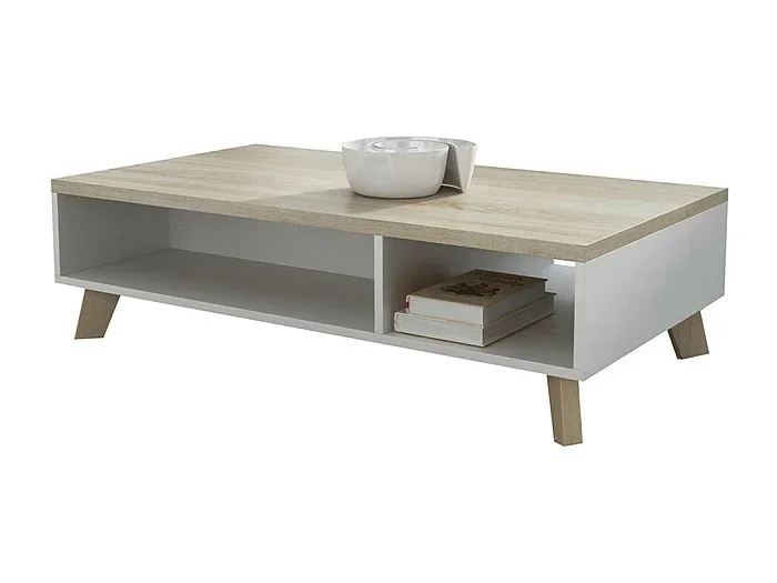 Mesa de centro roble y blanco 110 cm Colin