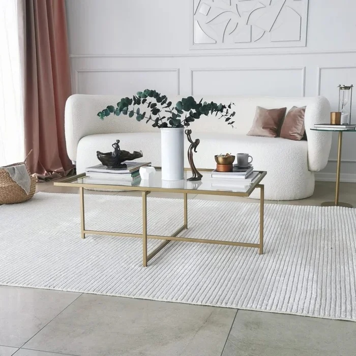 Mesa de centro SOL 35×94 cm dorado/transparente