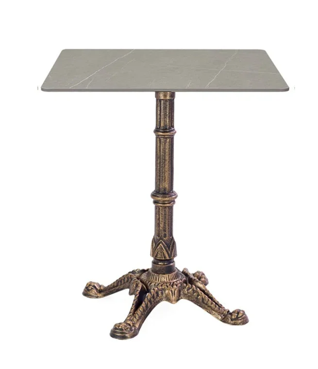 Mesa de comedor bronce cuadrada piedra sinterizada 70-80 cm Gris Vintahome