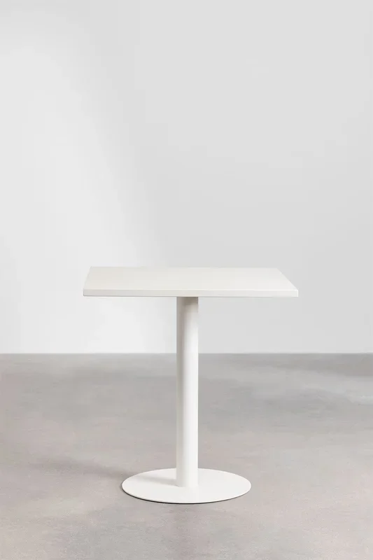 Mesa de Comedor Cuadrada en Metal (70×70 cm) Mizzi Blanco Gardenia – SKLUM