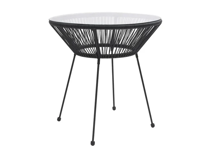 Mesa de comedor de jardín acero y vidrio negra Ø70×74 cm