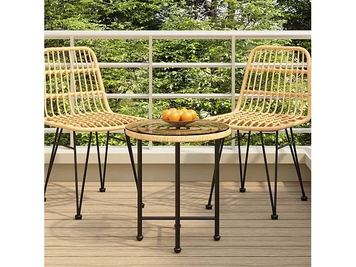 Mesa de comedor de vidrio templado y acero 50 cm