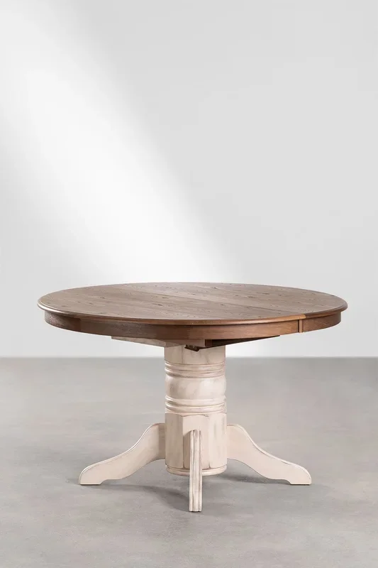 Mesa de Comedor Extensible Ovalada en Madera (128-178×120 cm) Ektra Marrón Olmo – SKLUM