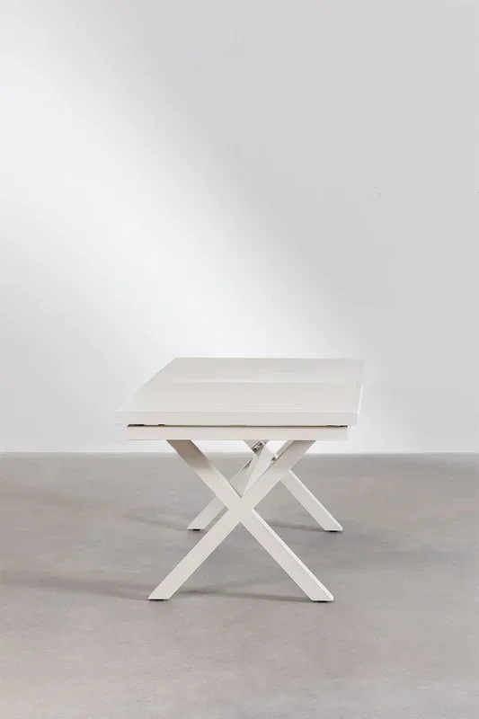 Mesa de Comedor Extensible Rectangular en Aluminio (180-240×90 cm) Karena Blanco Gardenia – SKLUM