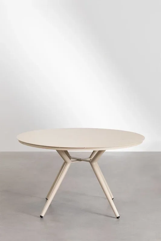 Mesa de Comedor Redonda en Aluminio Valerie Ø126 cm Beige Tapioca – SKLUM