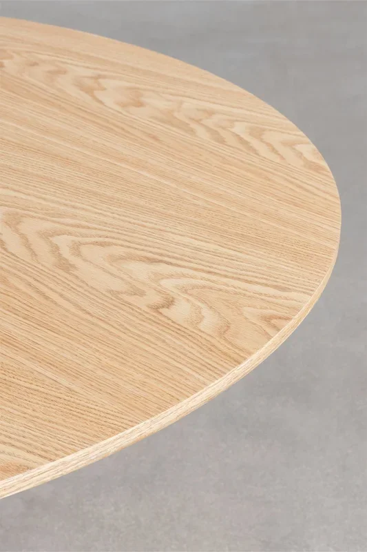 Mesa de Comedor Redonda en MDF y Metal Yvetta Ø90 cm Marrón Roble BLANCO – SKLUM