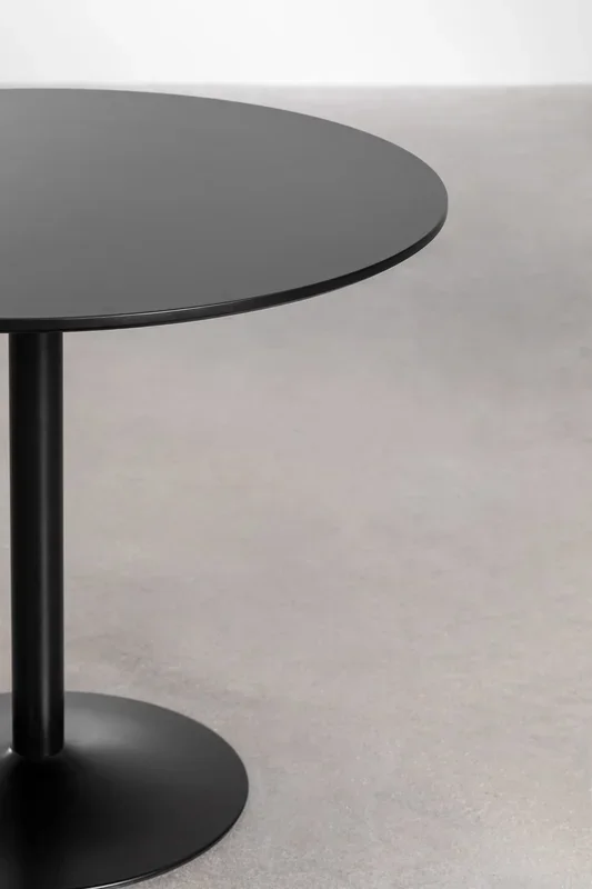Mesa de Comedor Redonda en MDF y Metal Yvetta Ø90 cm Negro NEGRO – SKLUM