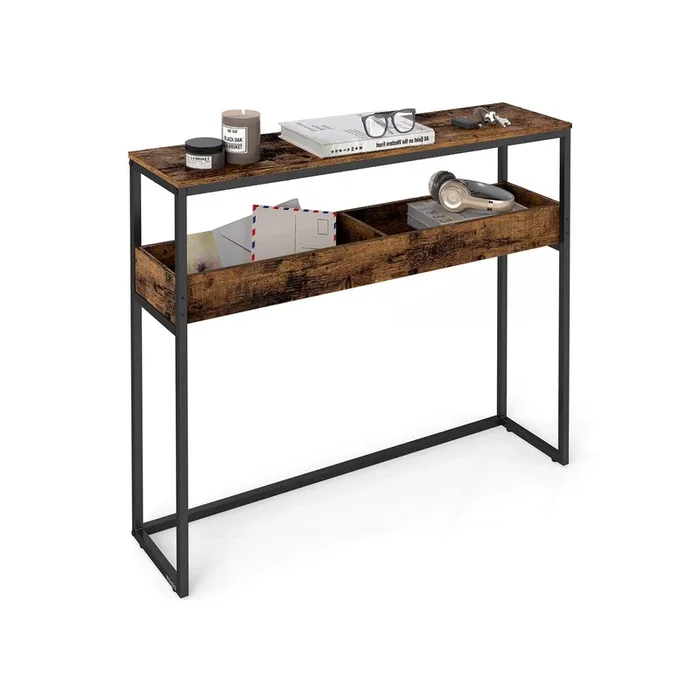 Mesa de entrada con compartimentos y diseño de dos niveles