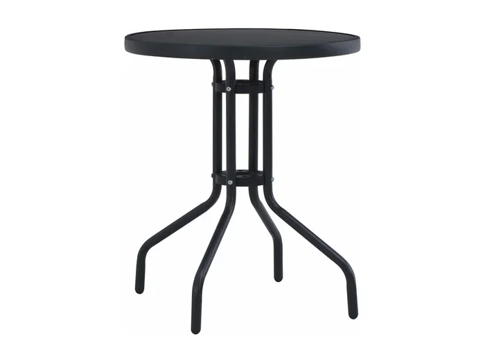 Mesa de jardín acero y vidrio negro 60 cm