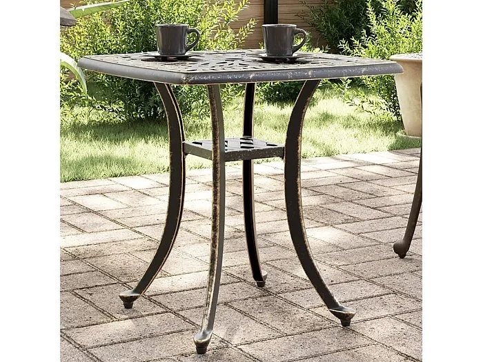 Mesa de jardín aluminio fundido bronce 53x53x53 cm
