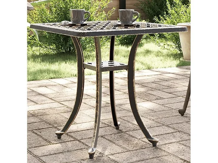 Mesa de jardín aluminio fundido bronce 53x53x53 cm