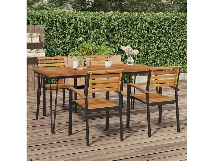 Mesa de jardín con patas en U madera maciza acacia 180x90x75 cm