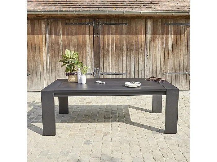 Mesa de jardín de aluminio negro para 6 pers.