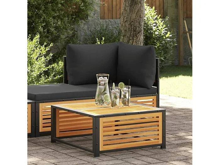 Mesa de jardín de madera maciza de acacia 68x68x30 cm ES675404