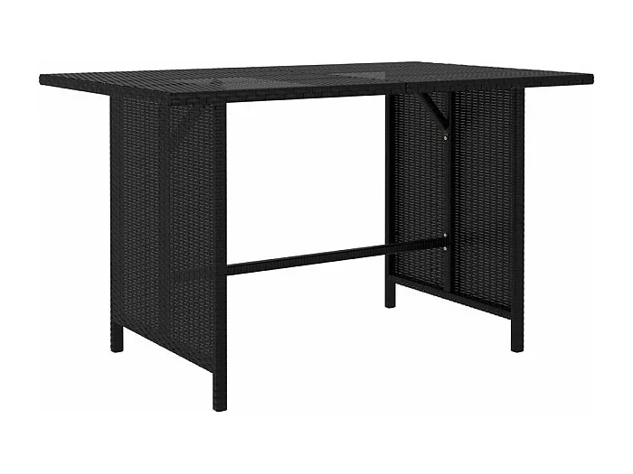 Mesa de jardín de ratán sintético negro 110x70x65 cm ES830584