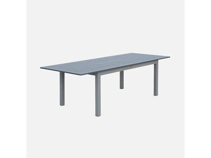Mesa de jardín extensible de aluminio de 8 plazas gris
