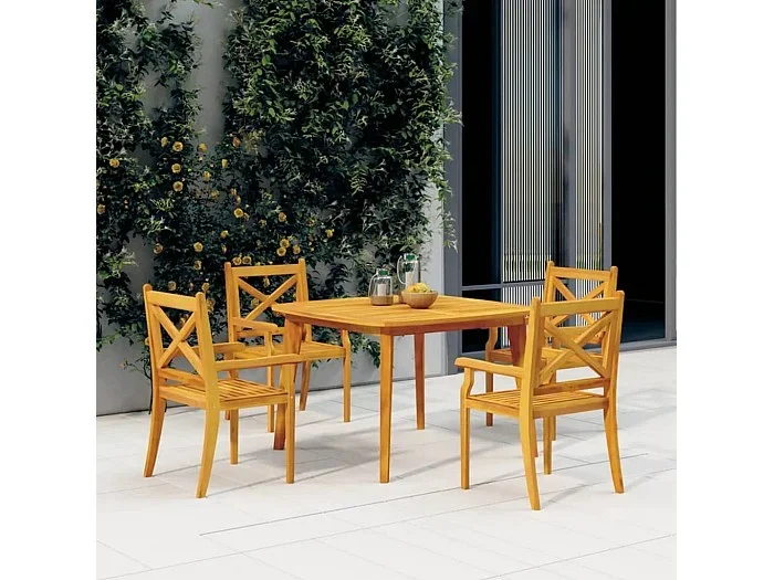 Mesa de jardín madera maciza de acacia 110x110x75 cm