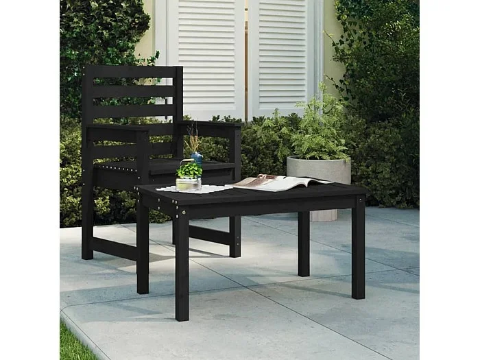 Mesa de jardín madera maciza pino negro 82,5×50,5×45 cm