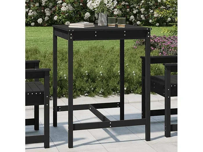 Mesa de jardín madera maciza pino negro 82,5×82,5×110 cm