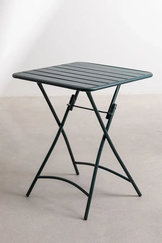 Mesa de Jardín Plegable Cuadrada en Acero (60×60 cm) Janti Verde Jungla – SKLUM