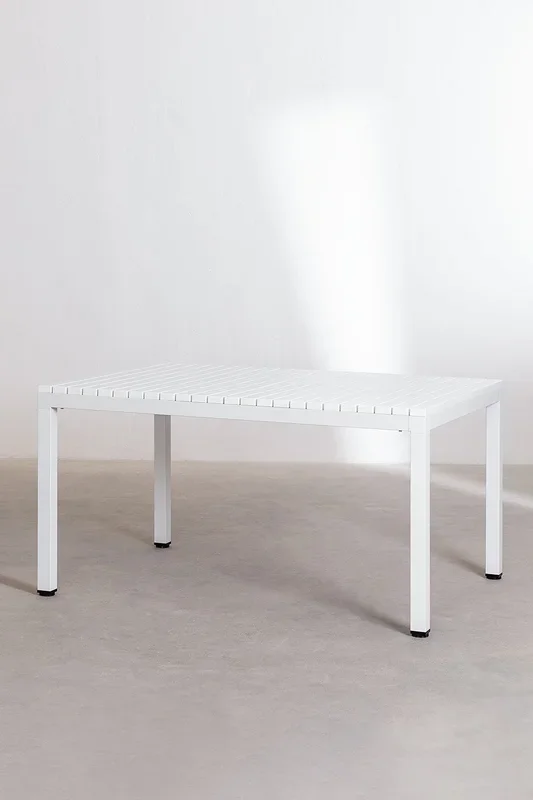 Mesa de Jardín Rectangular en Aluminio (140×100 cm) Marti Blanco – SKLUM