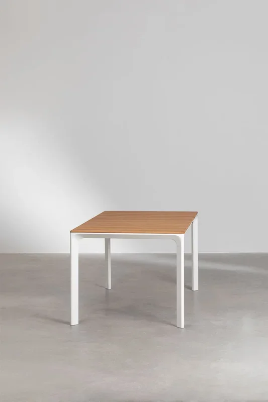 Mesa de Jardín Rectangular en Aluminio y Madera de Teca (160×90 cm) Katiana Blanco – SKLUM