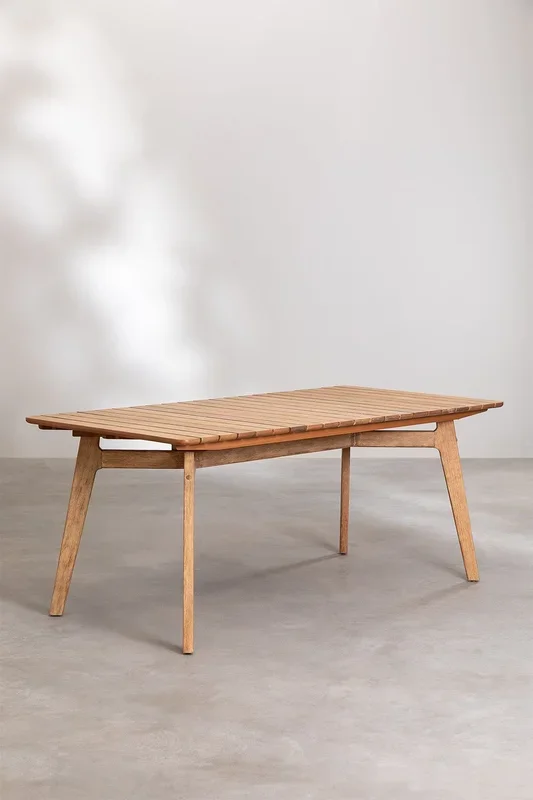 Mesa de Jardín Rectangular en Madera (180×90 cm) Naele Madera Natural – SKLUM