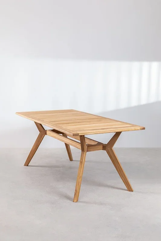 Mesa de Jardín Rectangular en Madera de Teca (180×90 cm) Yolen Madera de Teca – SKLUM