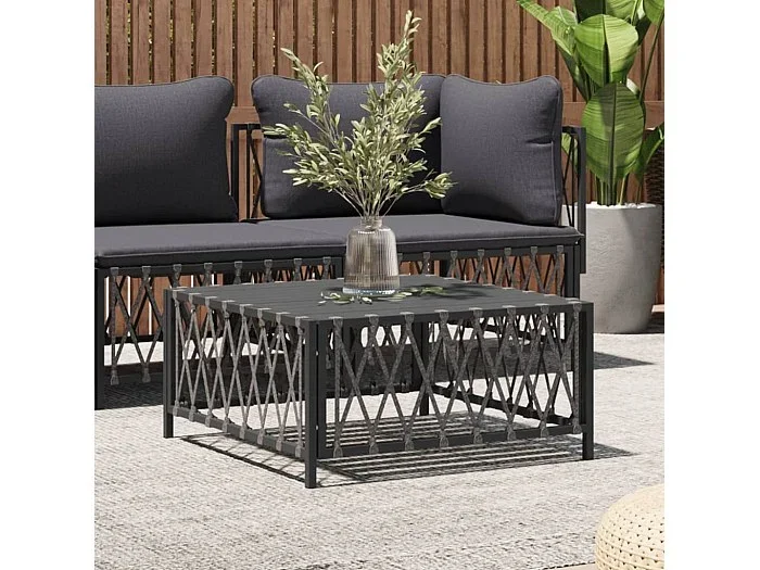 Mesa de jardín tela tejida gris antracita 70x70x34 cm ES567156