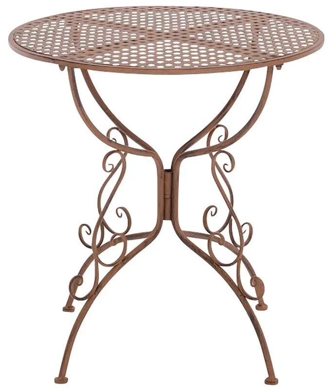 Mesa de jardin terraza balcon ø 70 cm metal marrón envejecido M10_000694