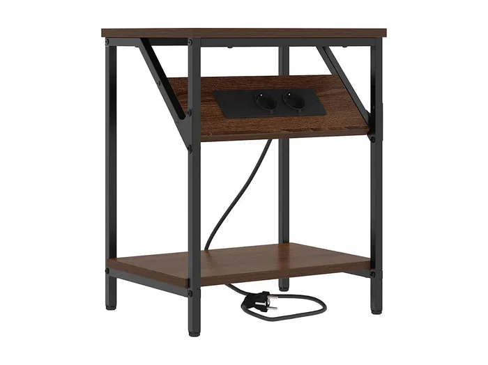 Mesa de Noche Mesita de noche Marrón roble 38x30x48 cm Madera contrachapada