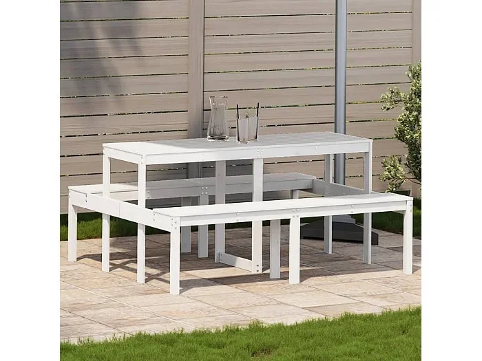 Mesa de pícnic madera maciza de pino blanco 160x134x75 cm