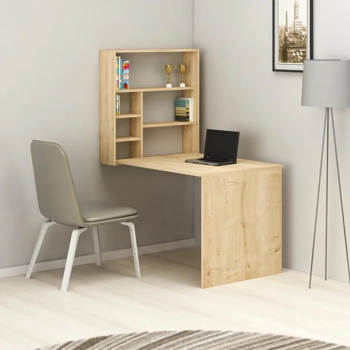 Mesa de trabajo con estante SEDIR 154,2×59 cm beige