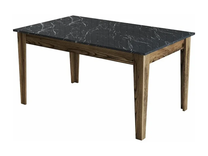 Mesa Kailua B100, Nuez Mármol negro, 75x88x145cm, Aglomerado laminado