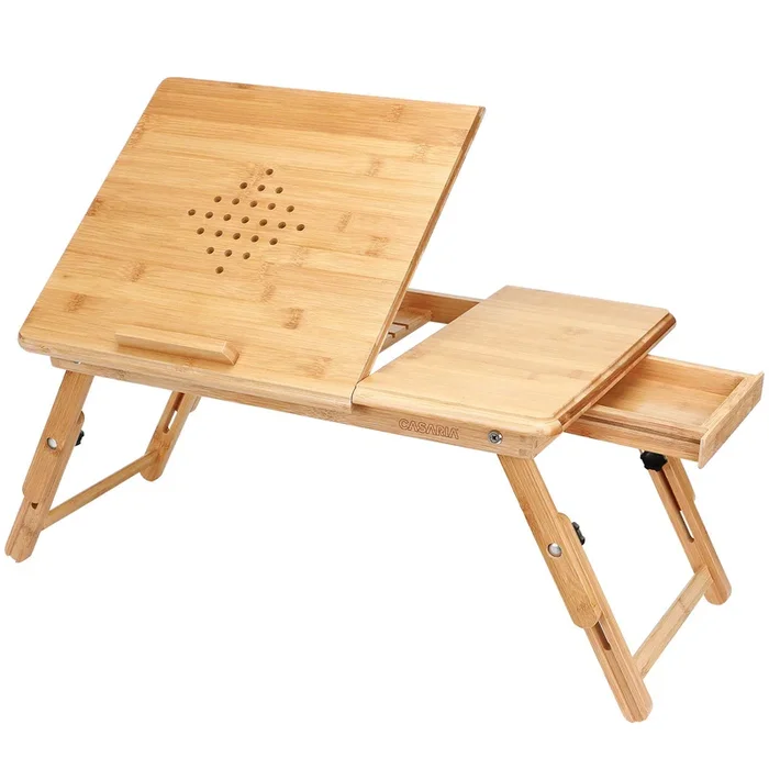 Mesa para portátil de bámbu 55x35cm plegable ajustable