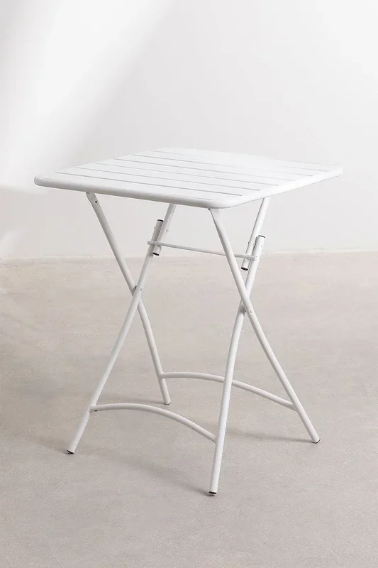 Mesa Plegable Cuadrada en Acero (60×60 cm) Janti Blanco – SKLUM