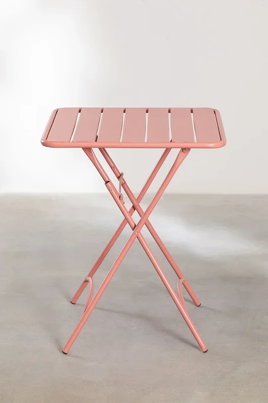 Mesa Plegable Cuadrada en Acero (60×60 cm) Janti Mousse Terracota – SKLUM