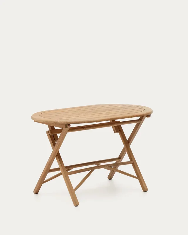 Mesa plegable Dandara de madera maciza de acacia acabado natural Ø 120 x 60 cm FSC 100%