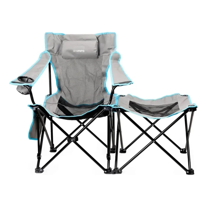 Mesa plegable de camping + silla gris/azul