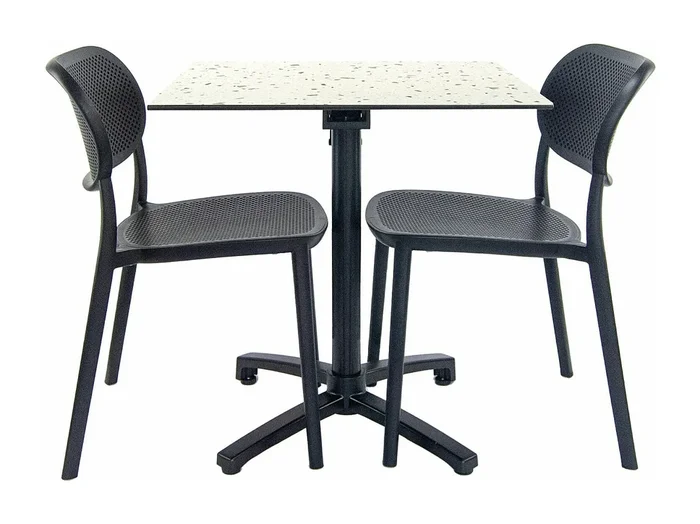 Mesa plegable de terrazo + 2 sillas para terraza