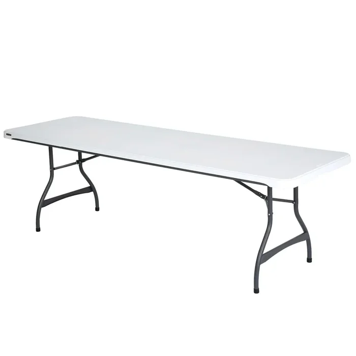 Mesa rectangular patas plegables blanco efecto granito Lifetime 244x76x74 cm