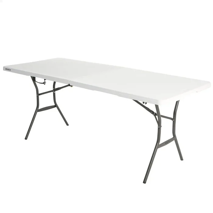 Mesa rectangular plegable blanco efecto granito LIFETIME 184 x 76 x 73,5 cm