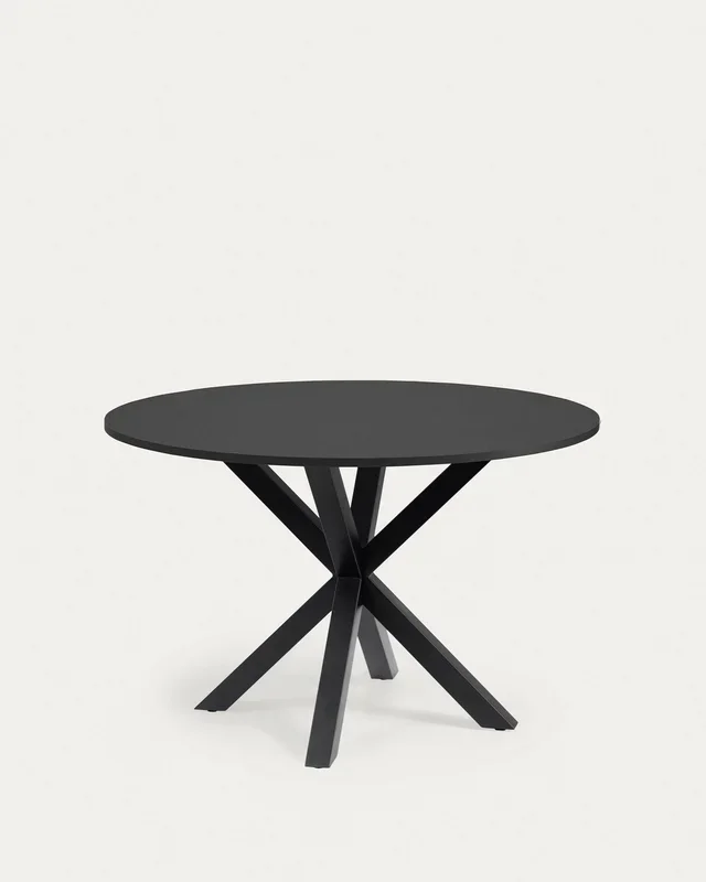 Mesa redonda Argo de DM lacado negro y patas de acero con acabado negro Ø 120 cm