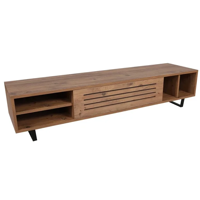 Mesa TV,100% Tablero de aglomerado rechapado en melamina, Color Atlantic Pino