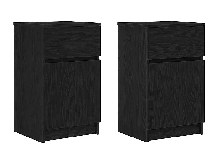 Mesillas de noche Mesita de noche 2 uds. Madera de ingeniería negra 39x35x65 cm