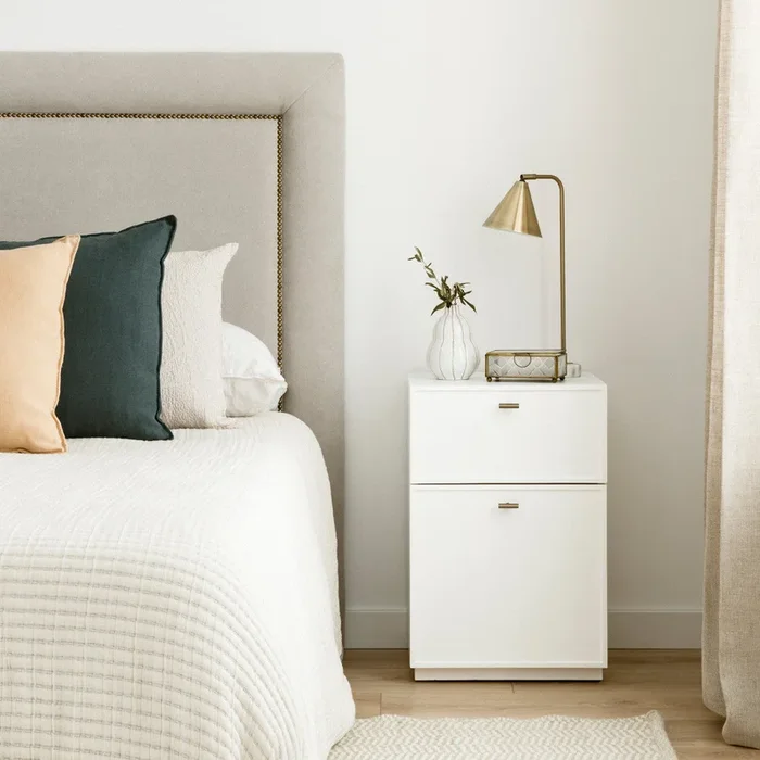 Mesita blanca 2 cajones Lau Blanco – Kenay Home