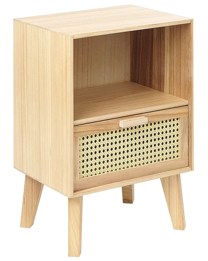 Mesita de noche 1 cajón SENEY Madera de paulownia Marrón claro