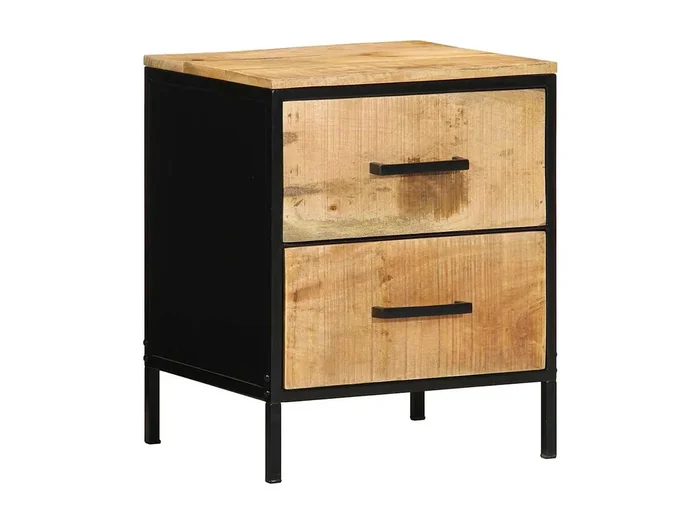 Mesita de Noche Armario de Noche 2 uds con cajón Marrón y negro 40x35x50 cm