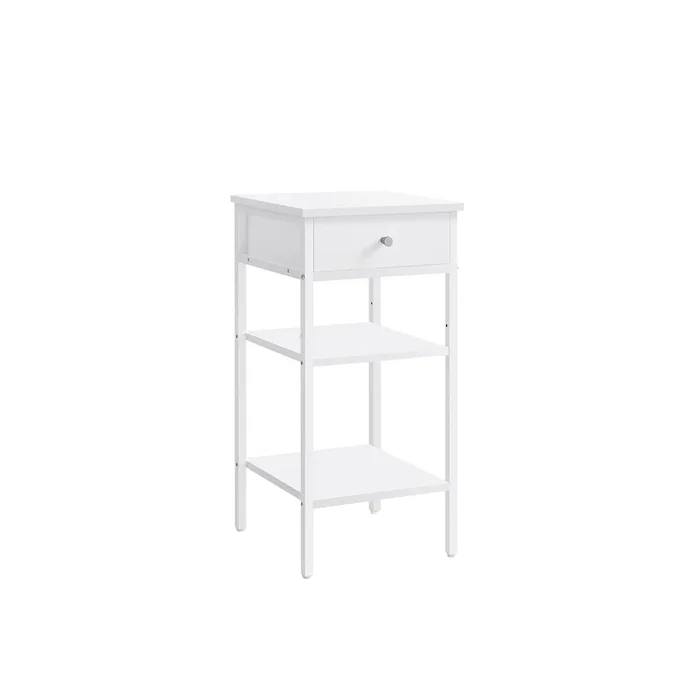 Mesita de Noche Auxiliar Alta Estilo Moderno Blanco-VASAGLE
