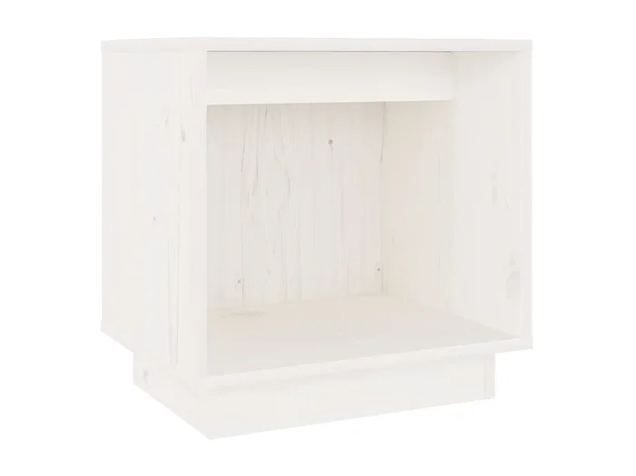 Mesita de noche Blanca 40x30x40 cm Madera maciza de pino